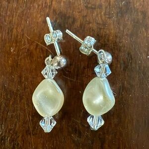 Pearl and Crystal dangle Earrings